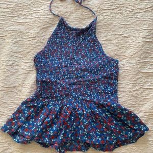 unbranded blue floral halter top